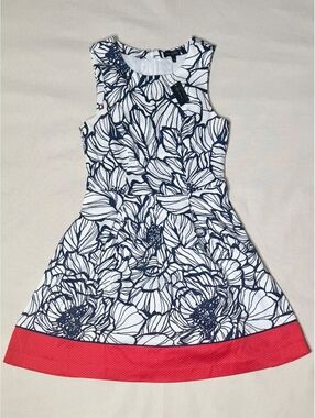 The Limited Floral Fit & Flare Dress Size 4 NWT Navy White Red $110